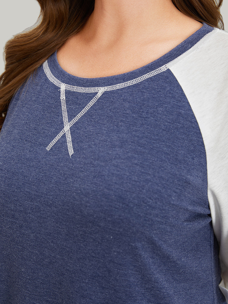 Supersoft Essentials Two Tone Stitch Roll Raglan Sleeve T-shirt