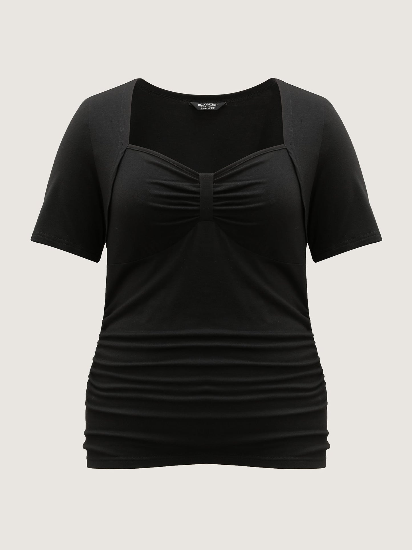 Stretchy Ruched Square Neck T-Shirt