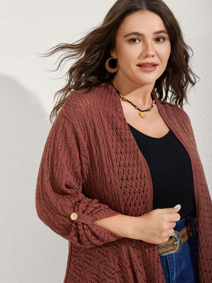 Textured Cut-Out Asymmetrical Lightweight Cardigan