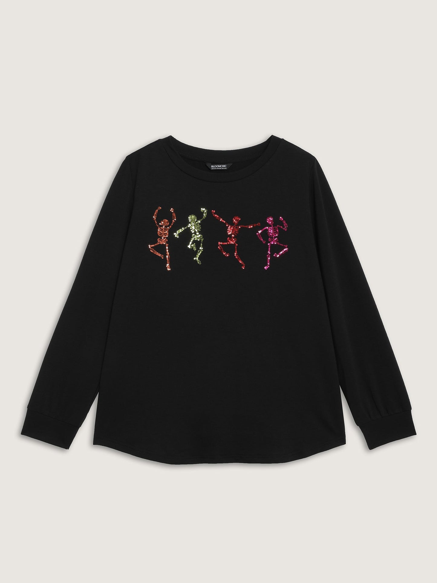 Happy Skeletons Embroidered Sequin Sweatshirt