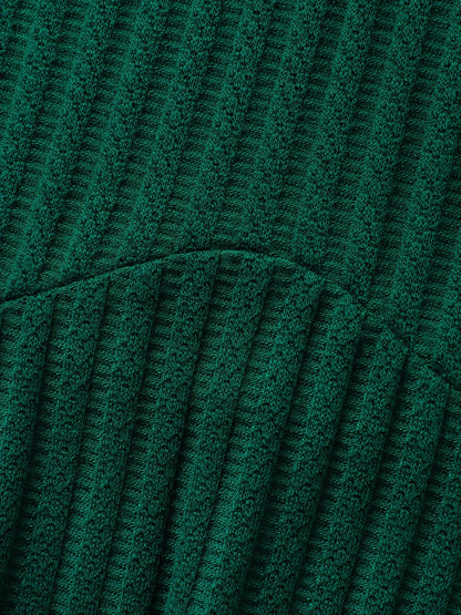 Textured Knit V-Neck Cinched-Waist Tank Top