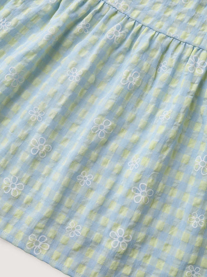 Plaid Floral Shirred Waist Maxi Skirt