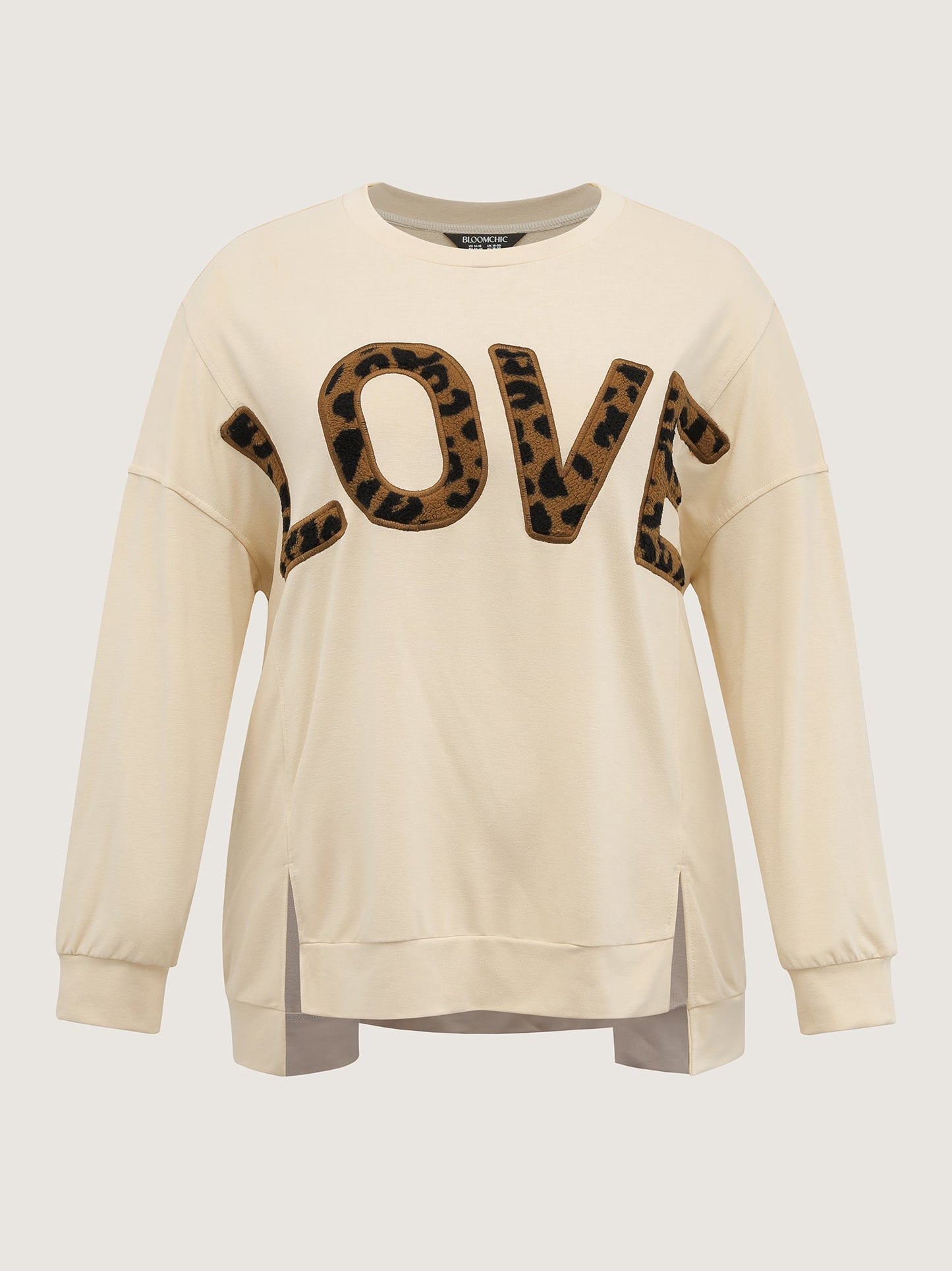 Wild Love Print Slit Hem Sweatshirt