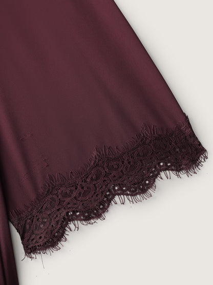 Satin Semi-Sheer Contrast Sleep Dress