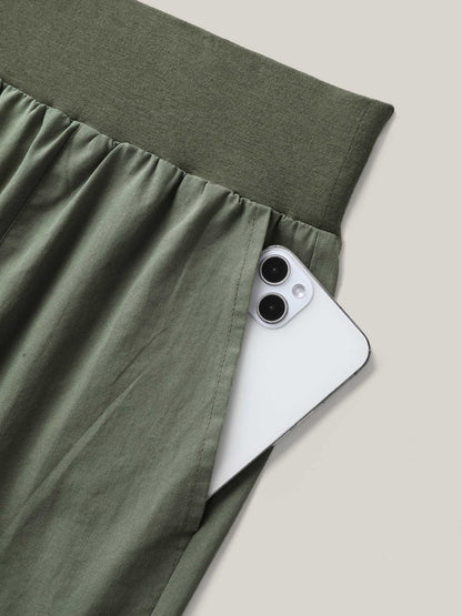 Cotton Wide Waist Plain Shorts