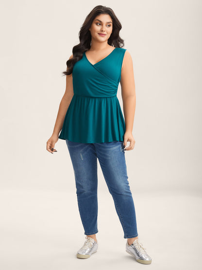 Overlap Front Stretchy Gathered Tank Top