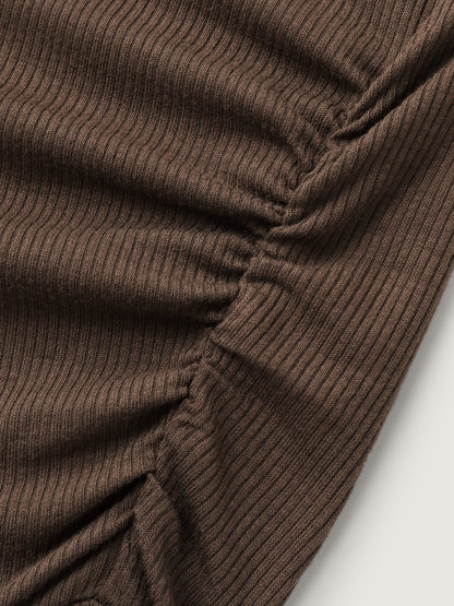 Supersoft Ribbed Knit Cinched-Waist A-Line Maxi Dress
