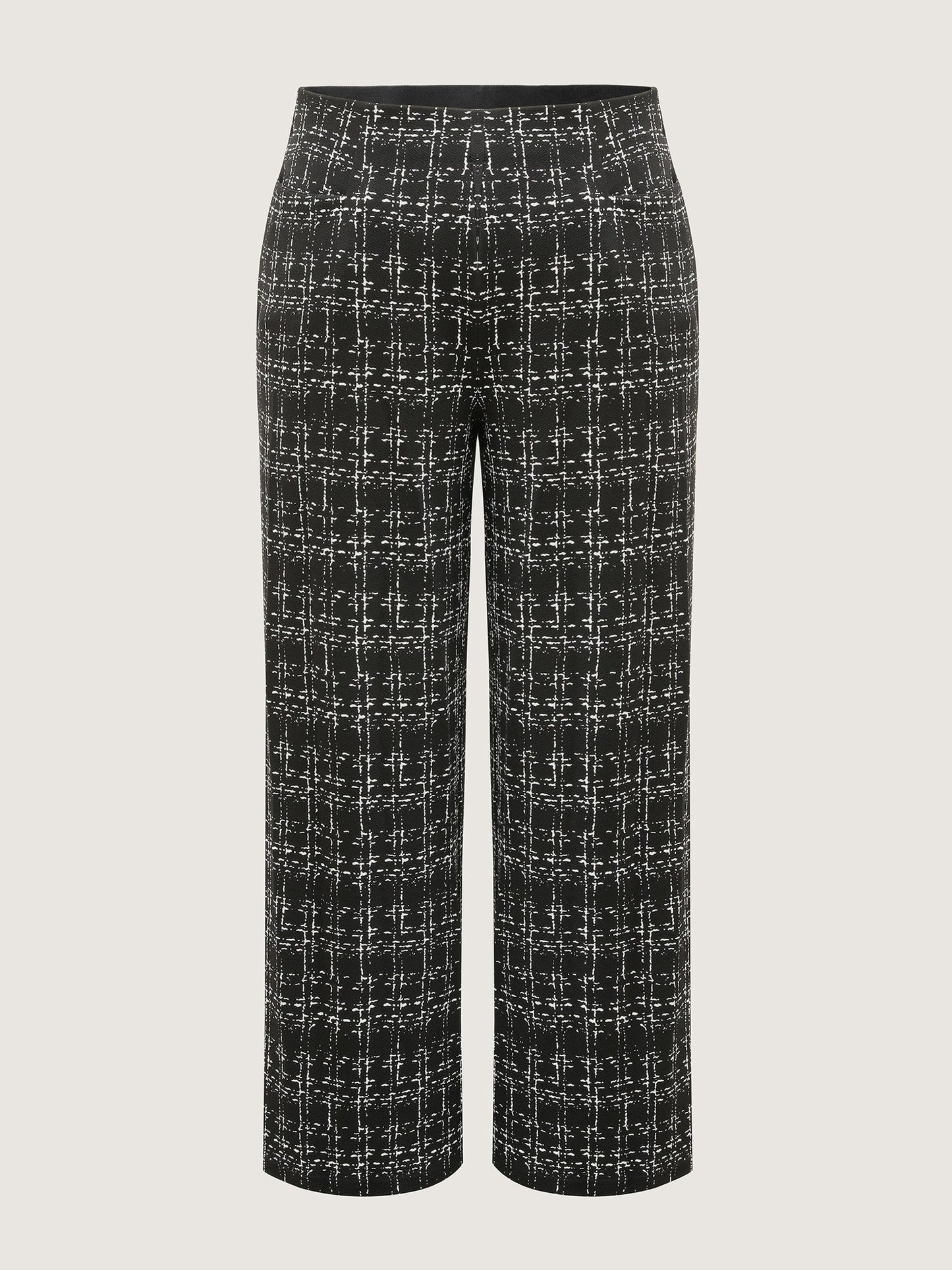 Tweed Texture Wide-Leg Pants