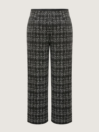 Tweed Texture Wide-Leg Pants