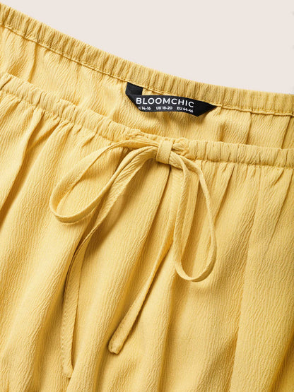 Plain Lantern Sleeve Drawstring Square Neck Dress