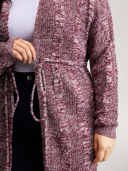 Cable Stitch Heather Hooded Knit Cardigan