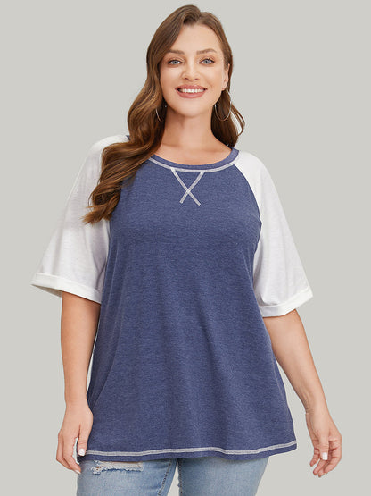 Supersoft Essentials Two Tone Stitch Roll Raglan Sleeve T-shirt