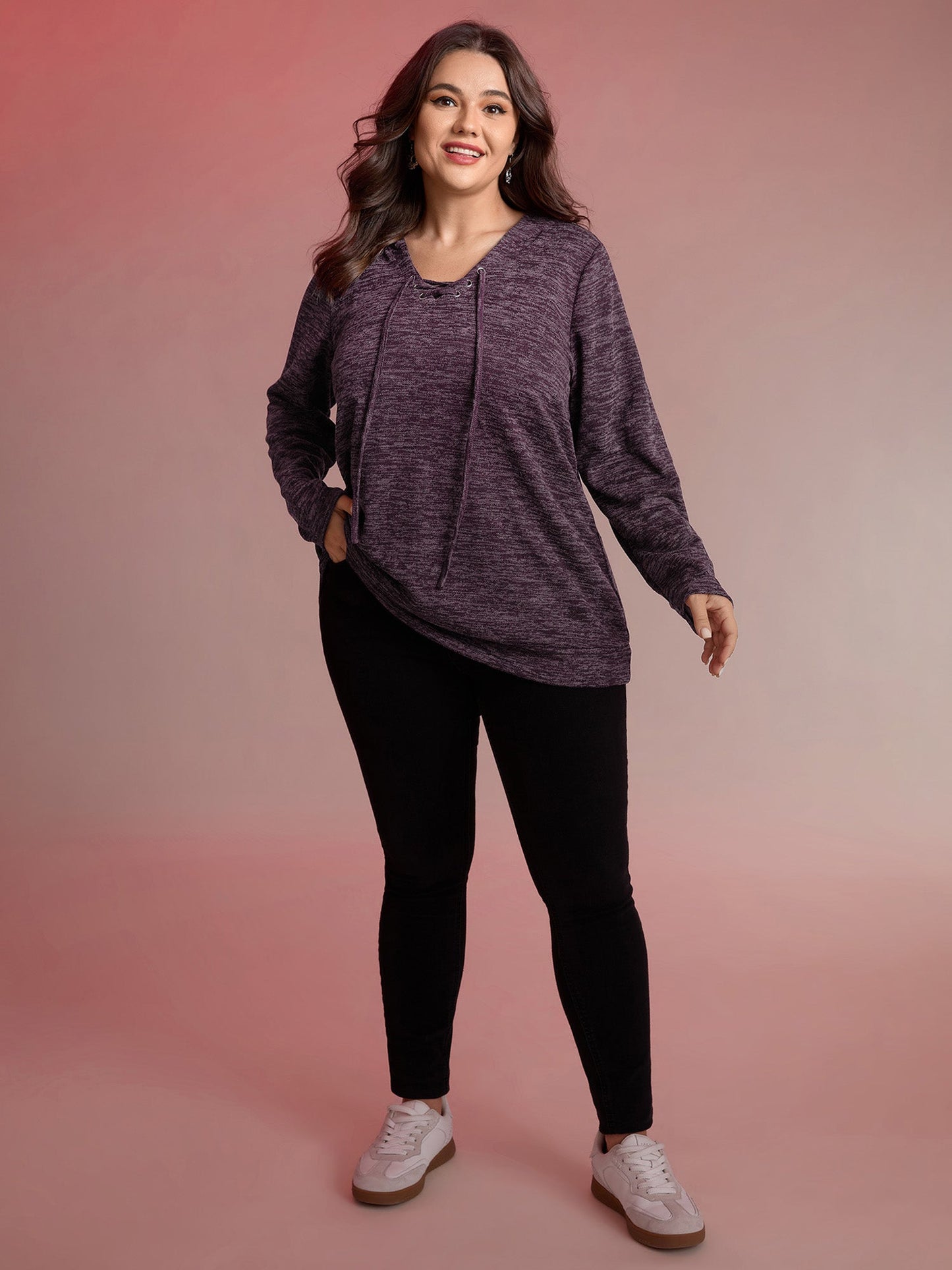 Heather Neck Cross-Tie Hoodie