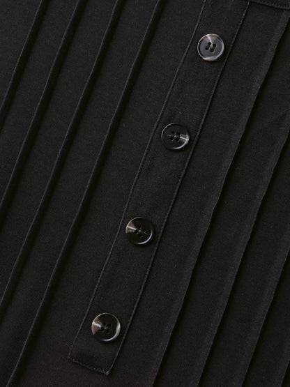 Color Gradient Pleated Button T-Shirt