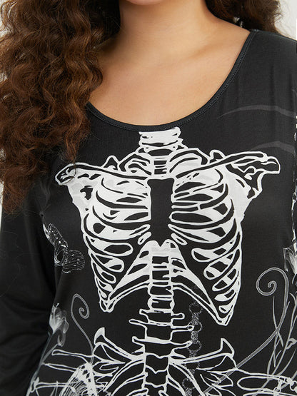 Halloween Skull Print Mermaid Hem Dress