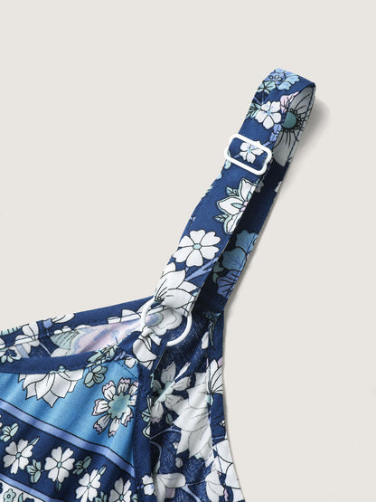 Floral Print Contrast Cami Midi Dress