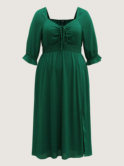 Drawstring Cinched-Bust Sweetheart Maxi Dress