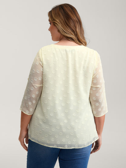 Color Contrast Button Placket Blouse