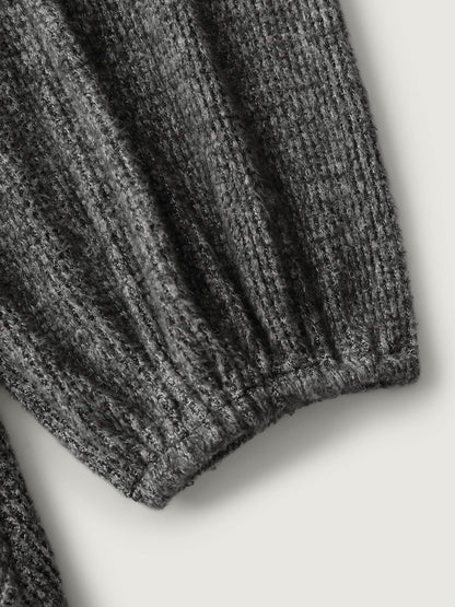 Supersoft Heather Stretchy Button Detail Knit Top
