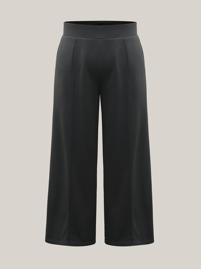 Ruched Tummy-Control Seamed Wide Leg Pants