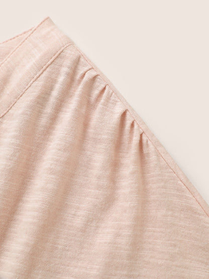 Cotton Solid Notched Dolman Sleeve T-shirt