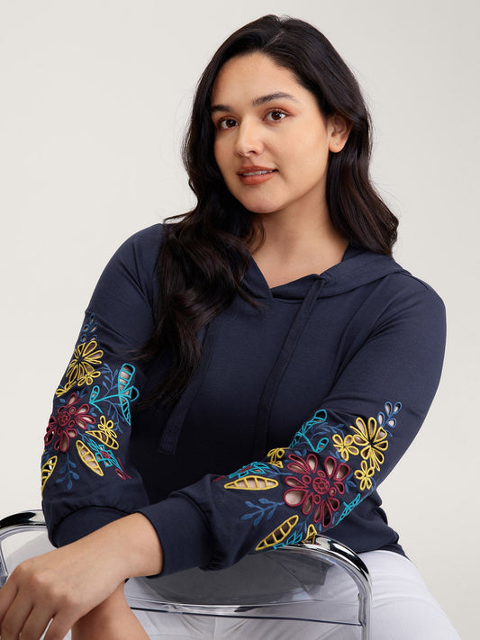 Supersoft Embroidered Sleeve Solid Hoodie