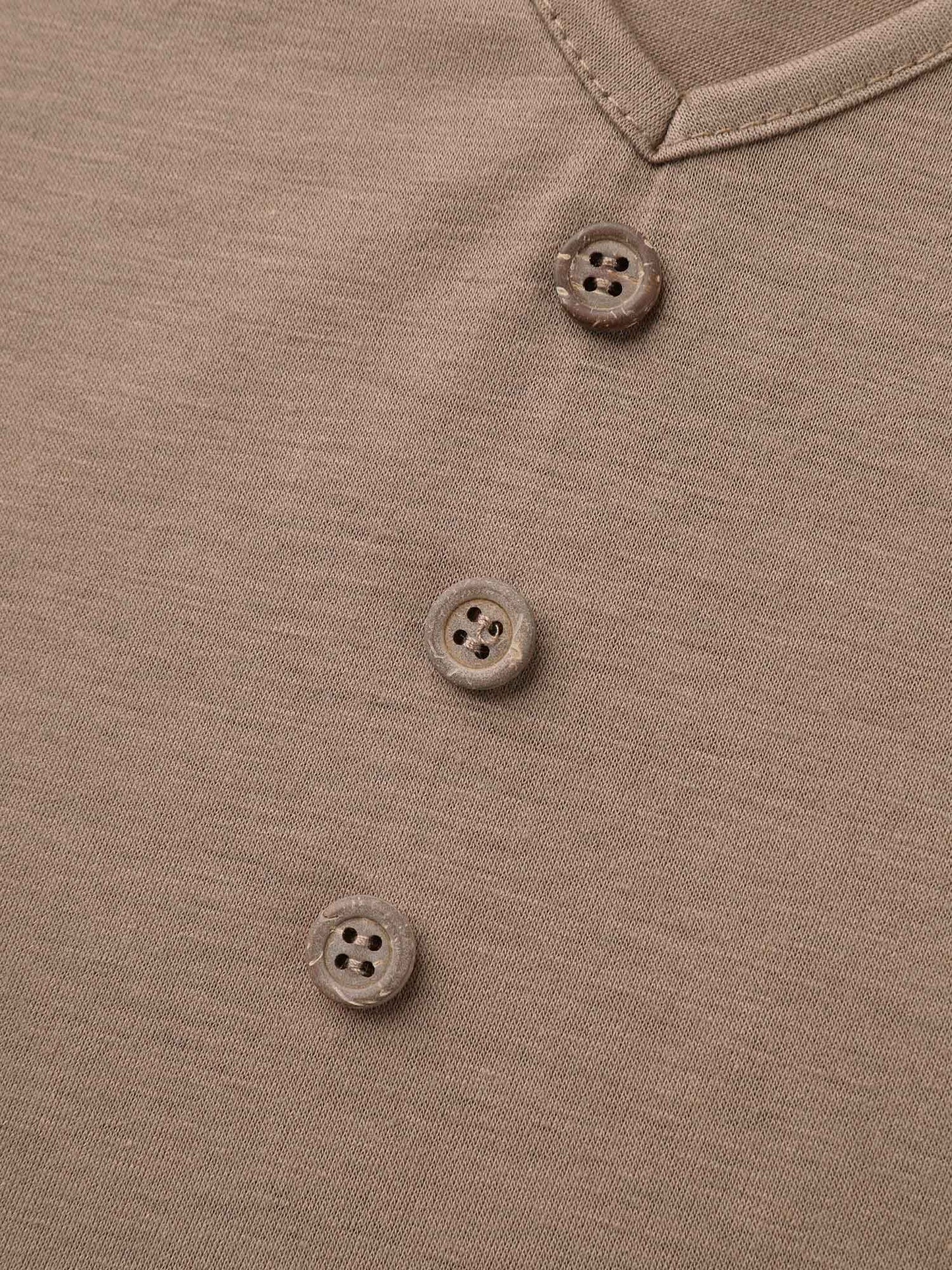 Petal Sleeve Lace Button Solid T-Shirt