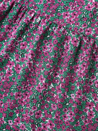 Floral Print V-Neck Tiered Midi Dress
