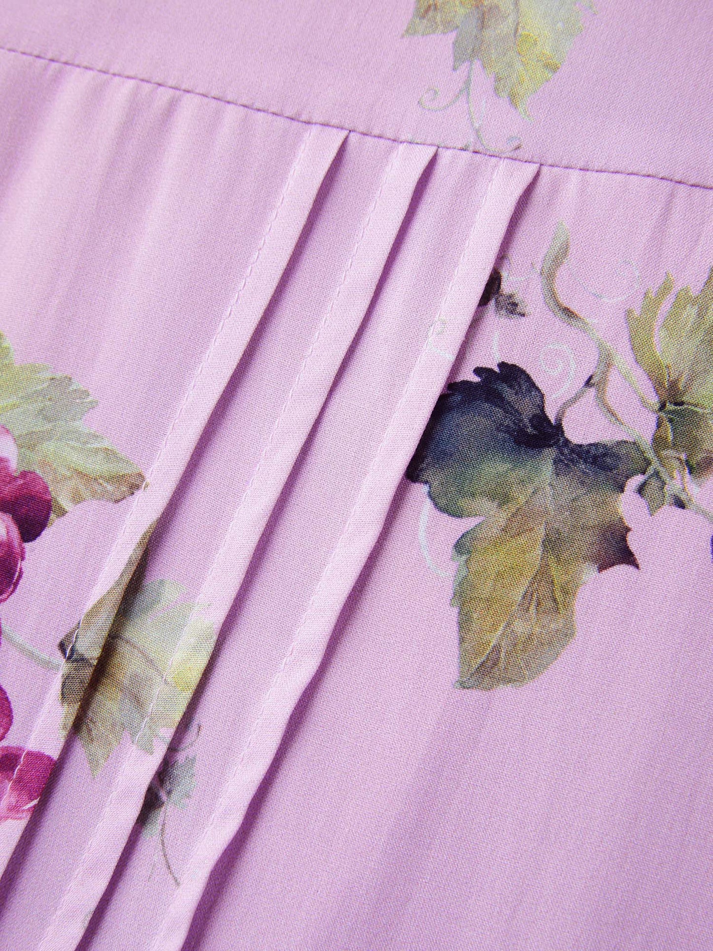 Fruity Floral Print Toothpick Pleat Maxi Dress
