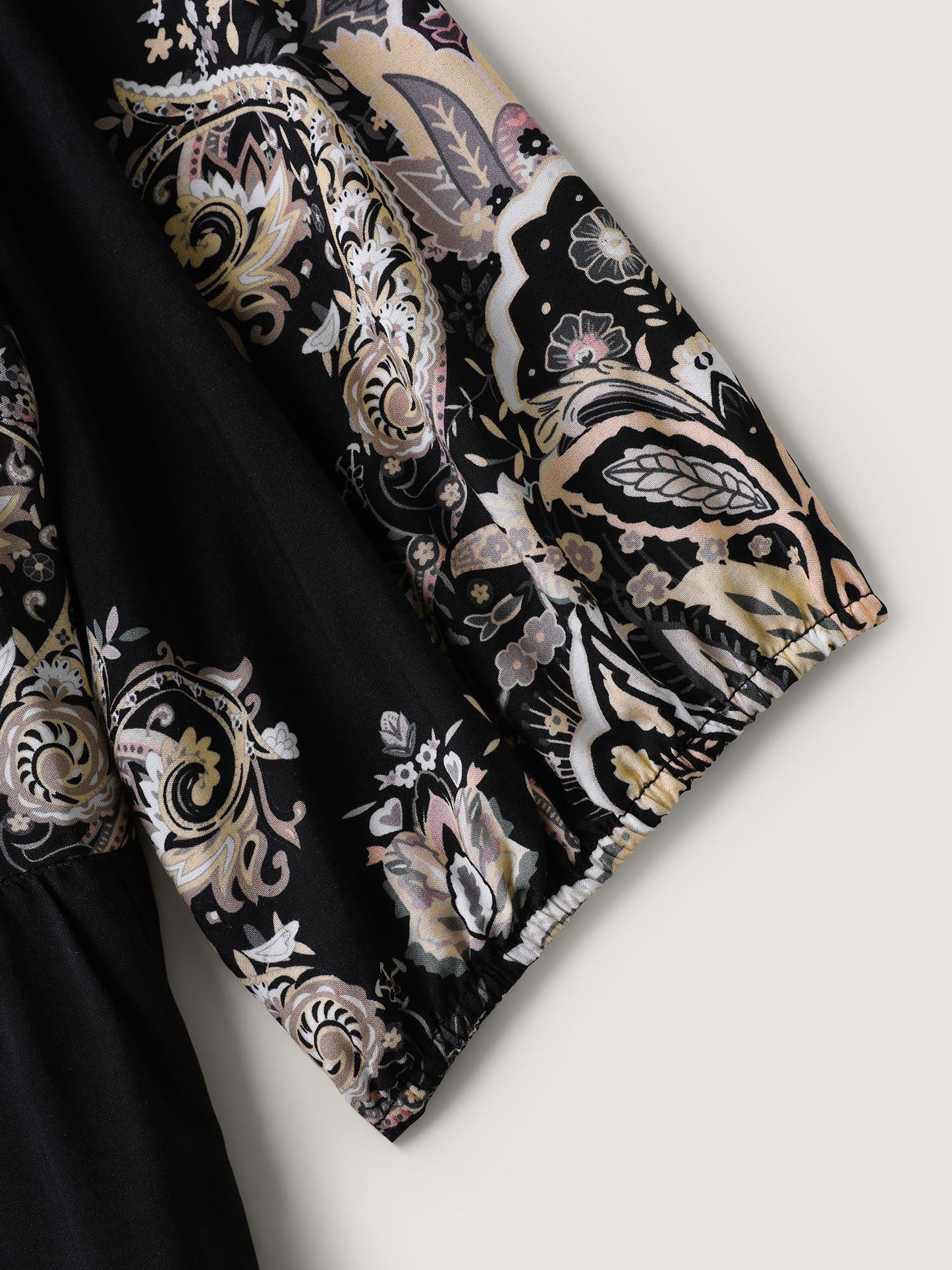 Paisley Print Rayon Contrast Midi Dress