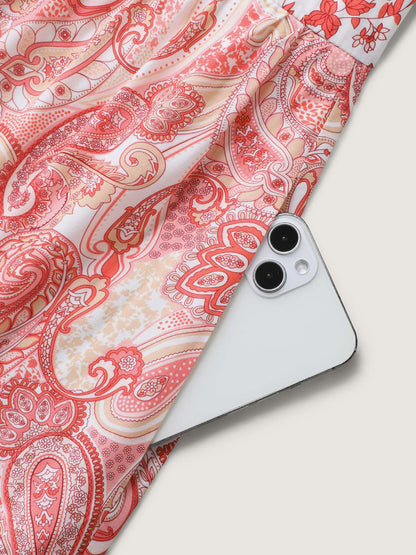 Floral Paisley Print Cami Pockets Midi Dress