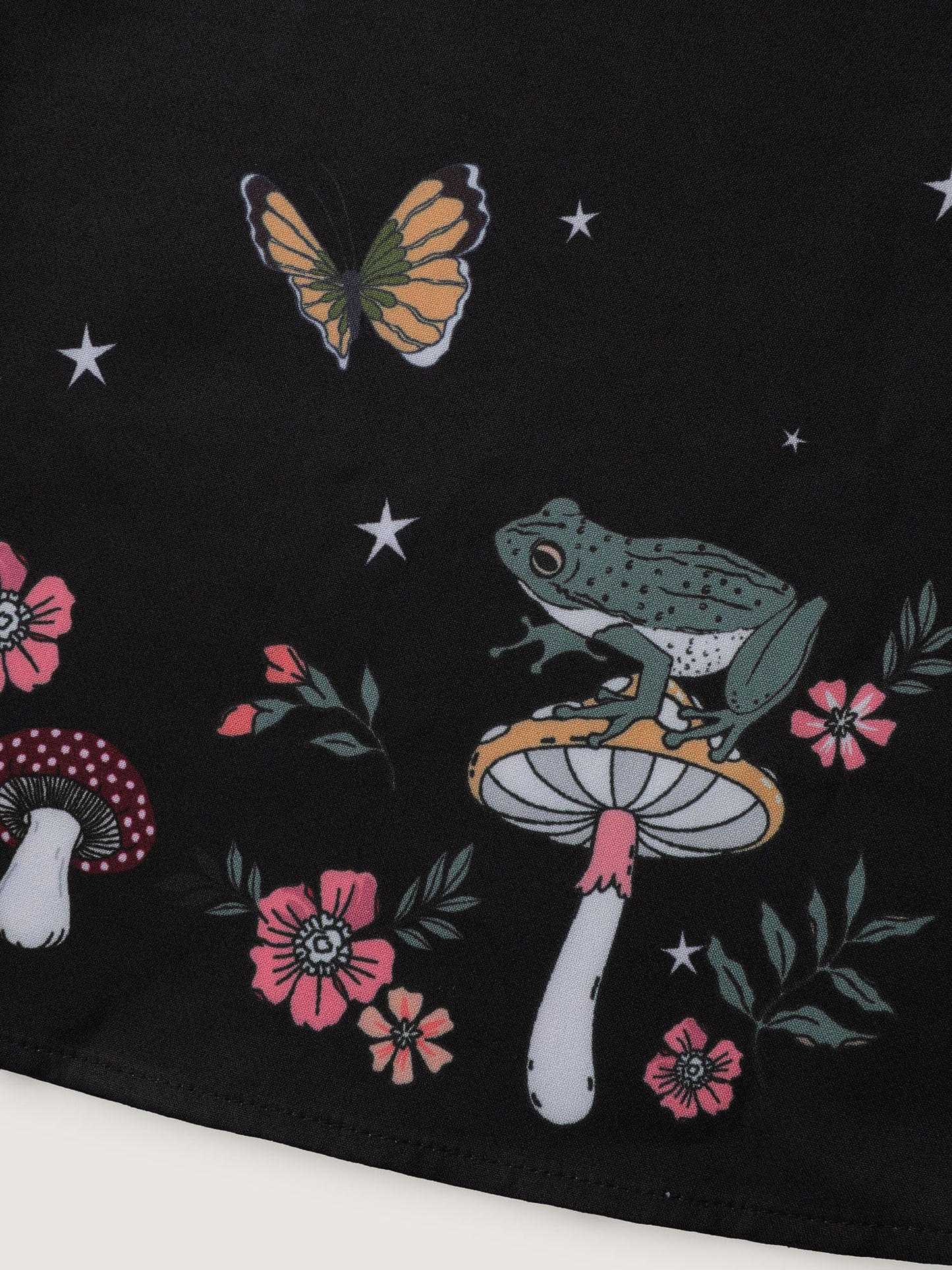 Mushroom Hem Print Adjustable Straps Skirt