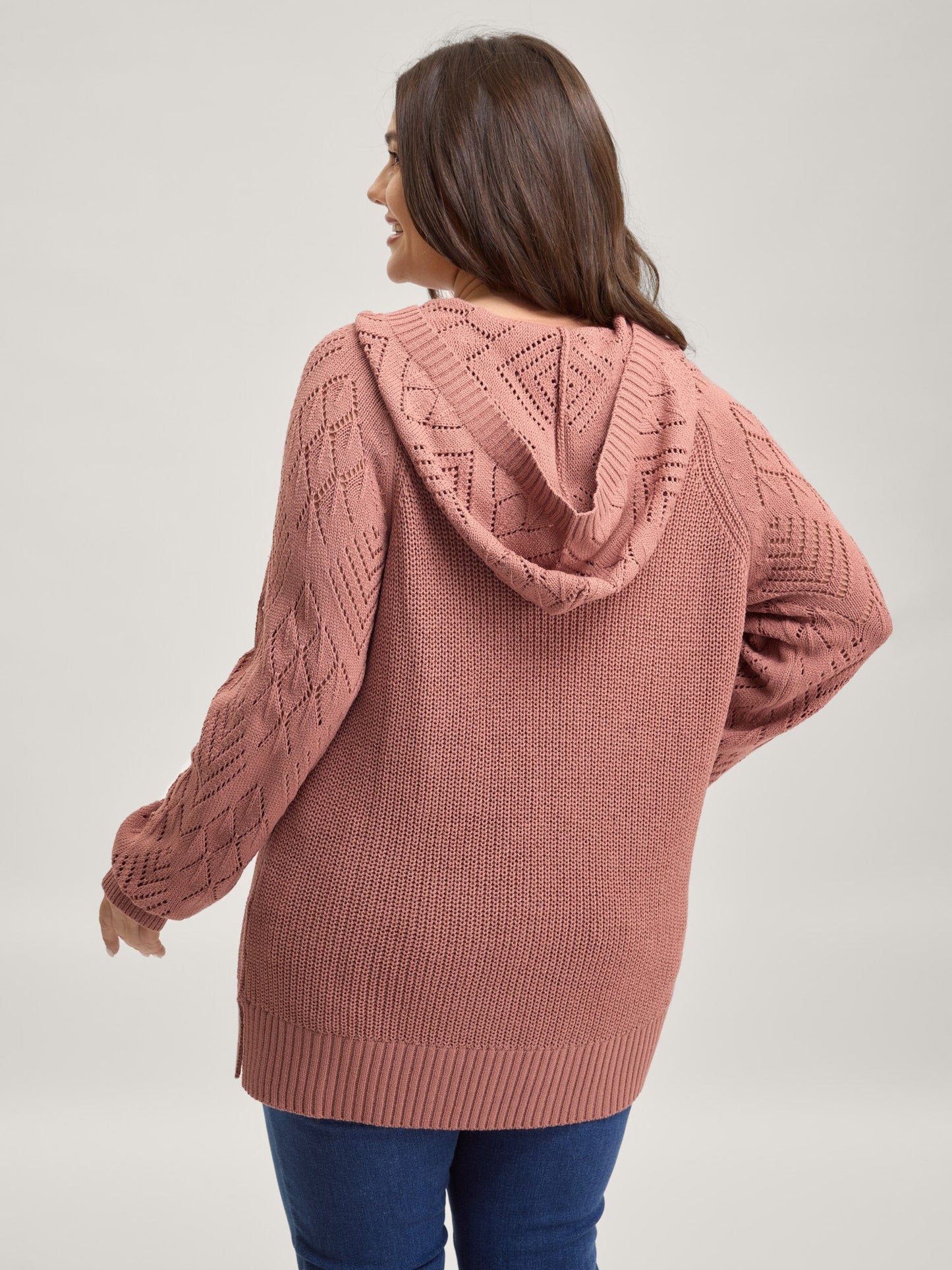 Tissue Textured Hooded Cut-Out Pullover