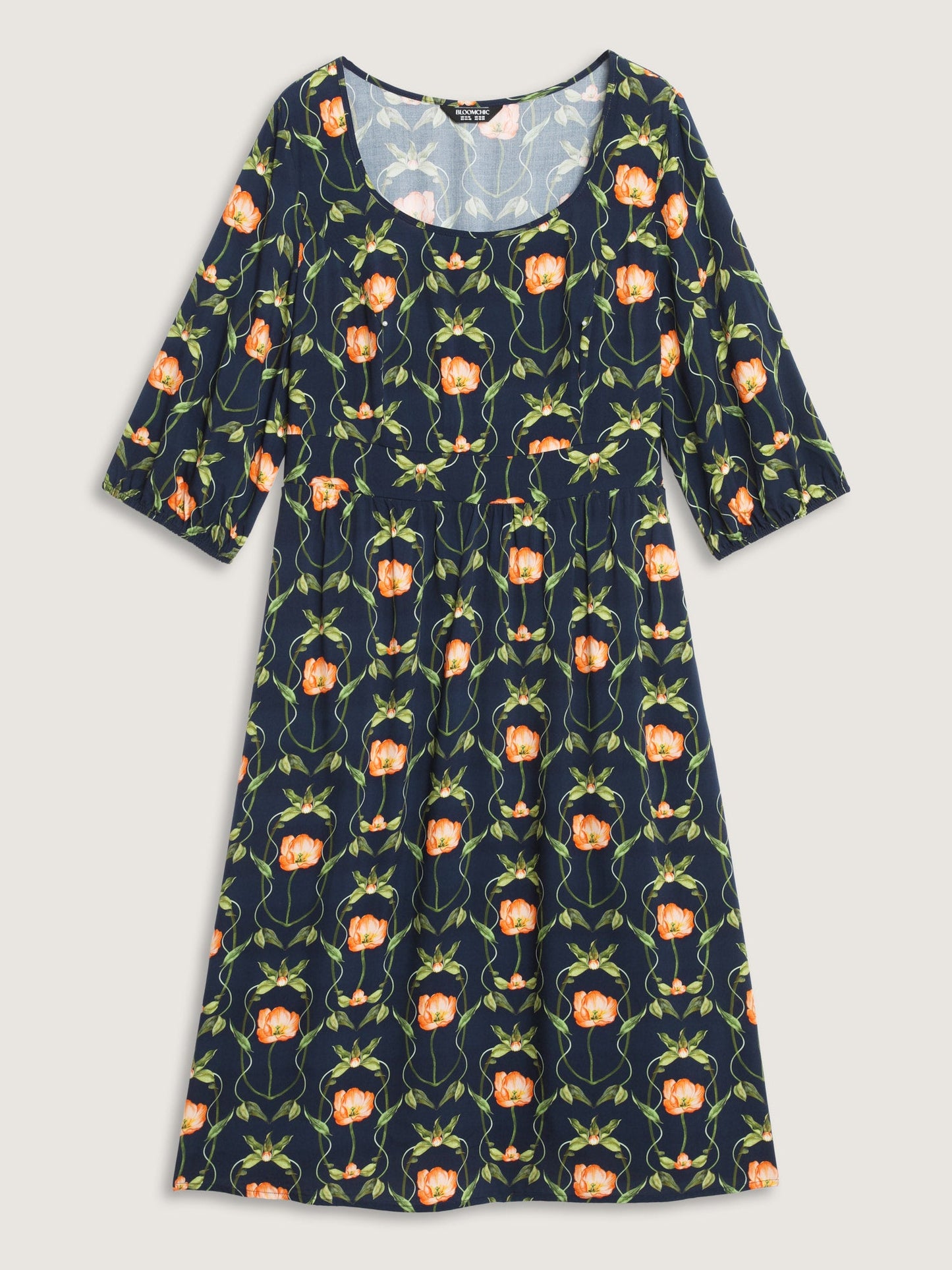 Supersoft Floral Print Shirred Midi Dress