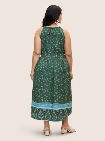 Bandana Print Halter Neck Tie Knot Dress