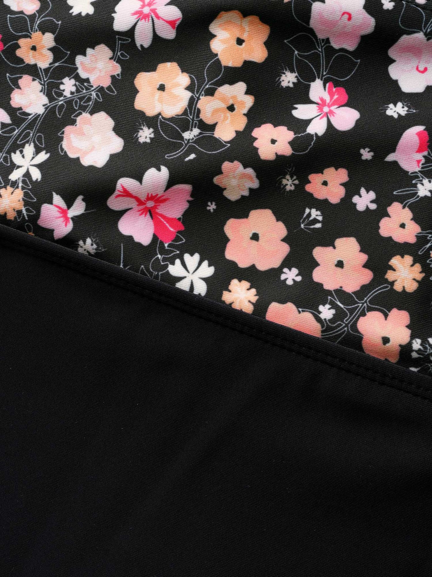 Ditsy Floral Patchwork Ruffle Trim One Piece Swimsuit
