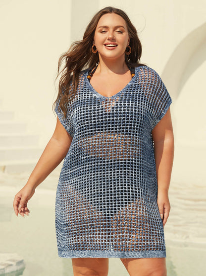 Color Contrast Cut-Out Swim Cover-Up