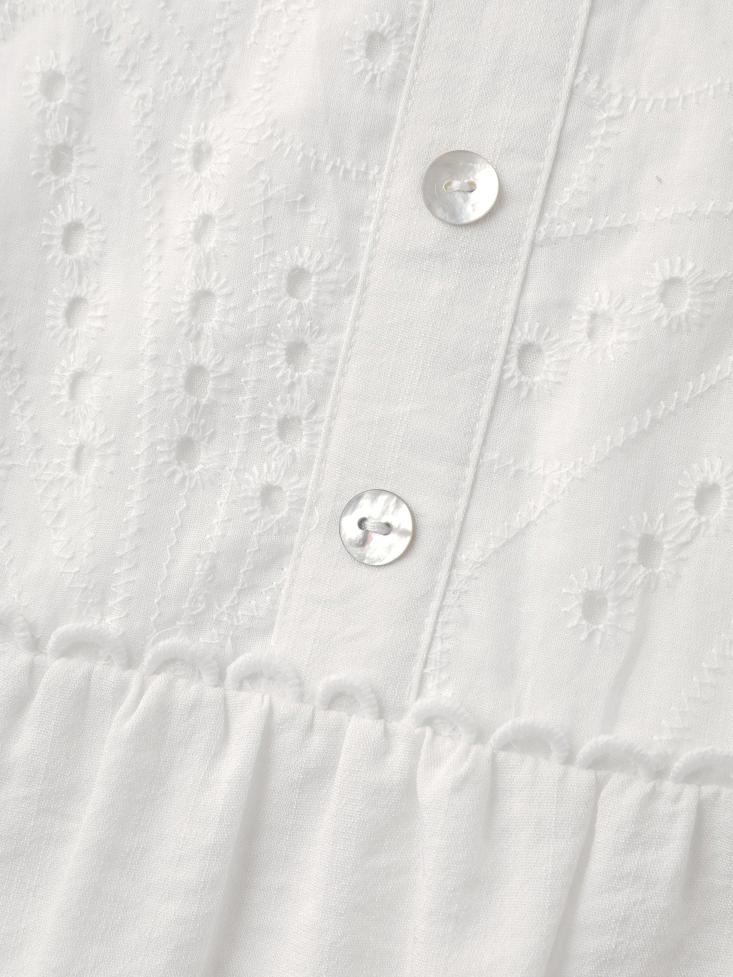 Lace Trim Button Decor Blouse