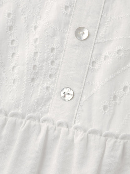 Lace Trim Button Decor Blouse