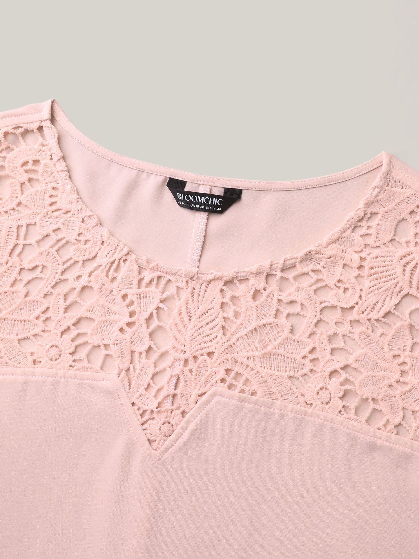 Sheer Lace Neck Half Sleeve Shirt