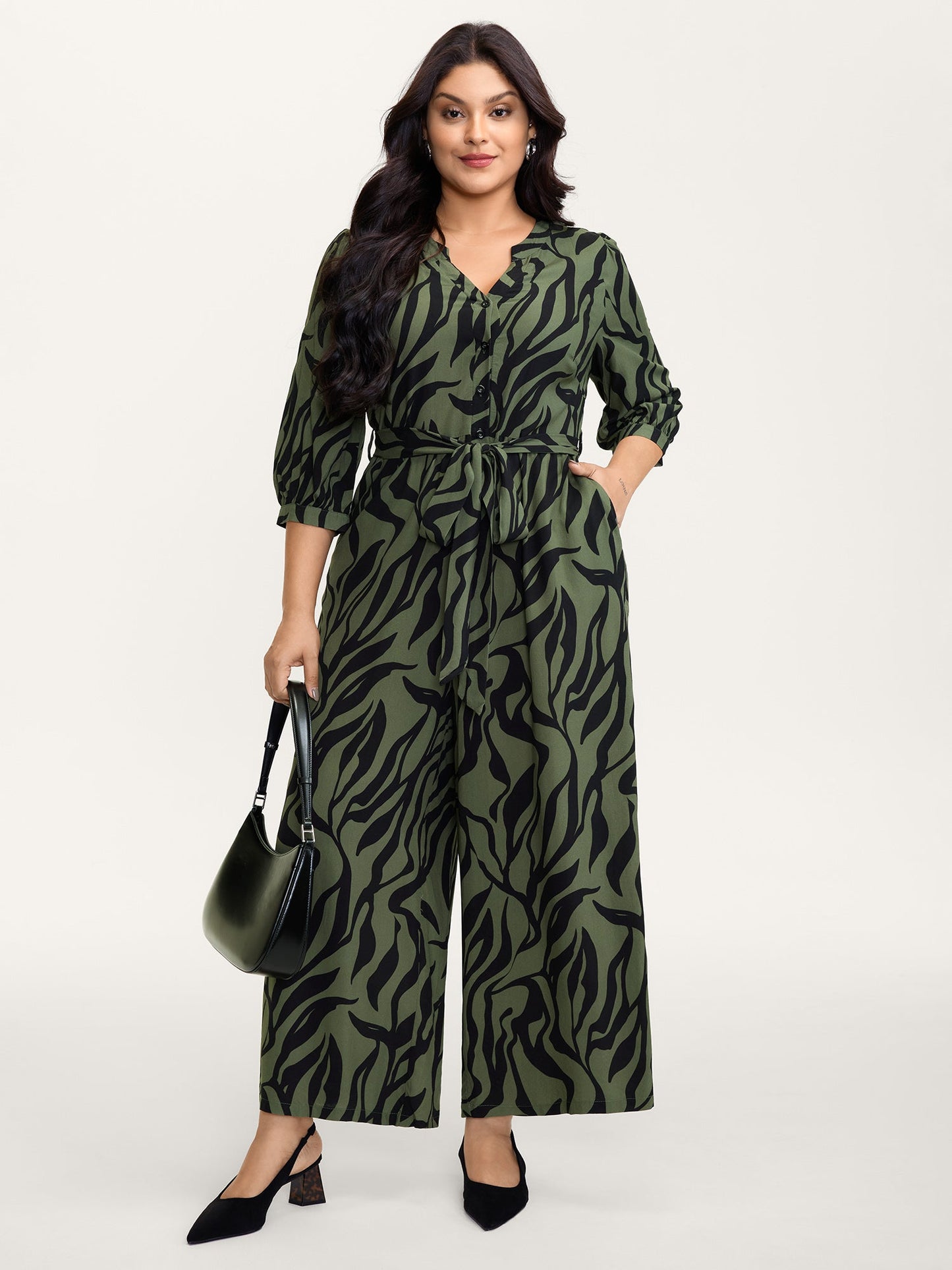 Zebra Print Stretchy Belted Waist Jumpsuit