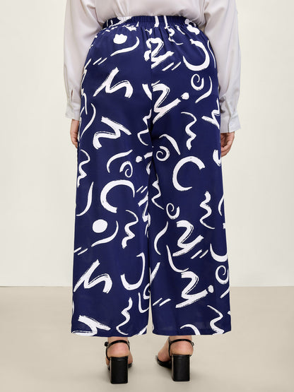 Geometric Print Wide-Leg Pants