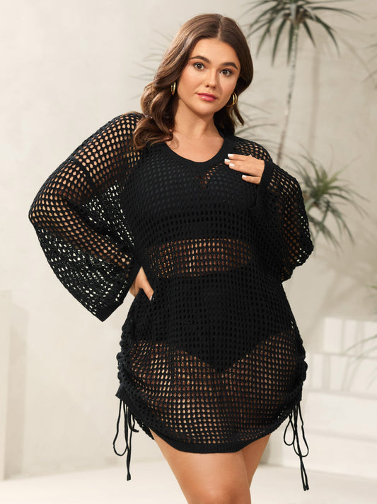Side Drawstring Cut-Out Swim Cover-Up
