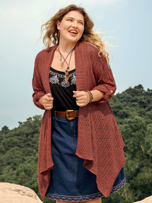 Textured Cut-Out Asymmetrical Lightweight Cardigan