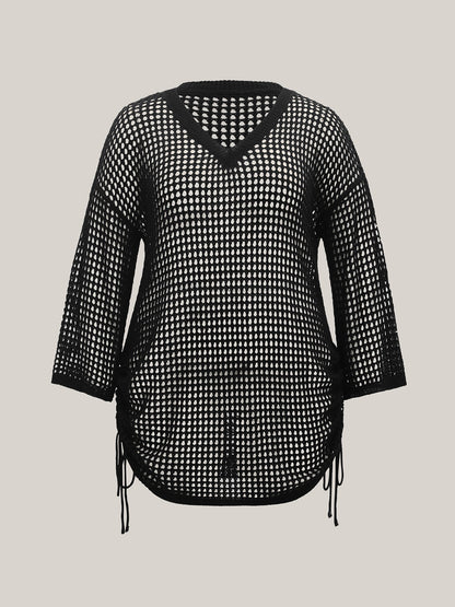 Side Drawstring Cut-Out Swim Cover-Up