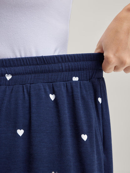 Supersoft Tiny Hearts Print Waist Drawstring Lounge Bottoms