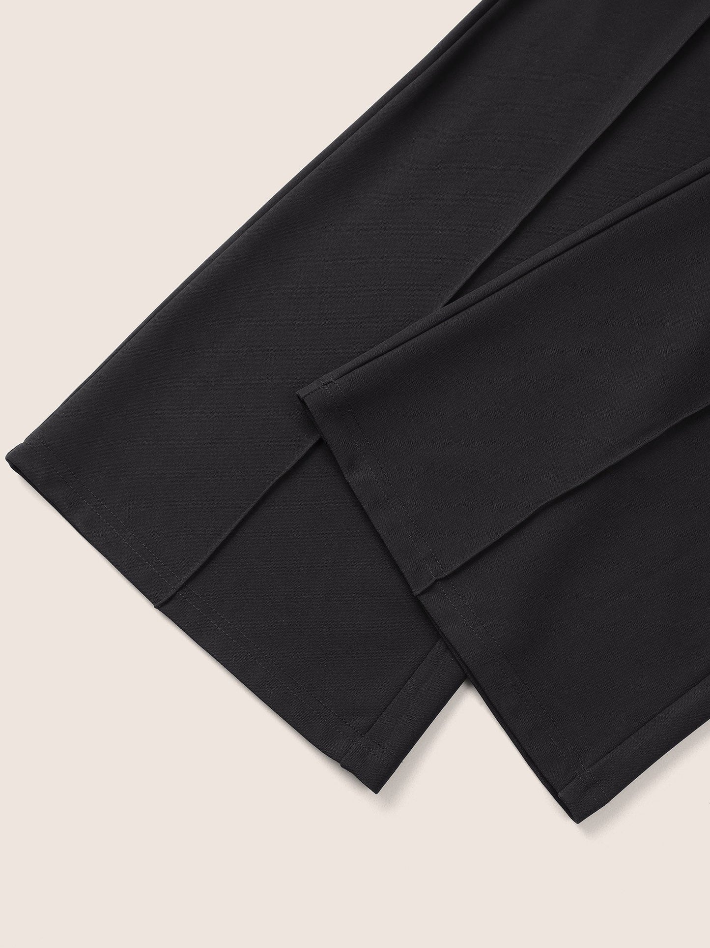 Solid High Rise Elastic Waist Flare Leg Pants