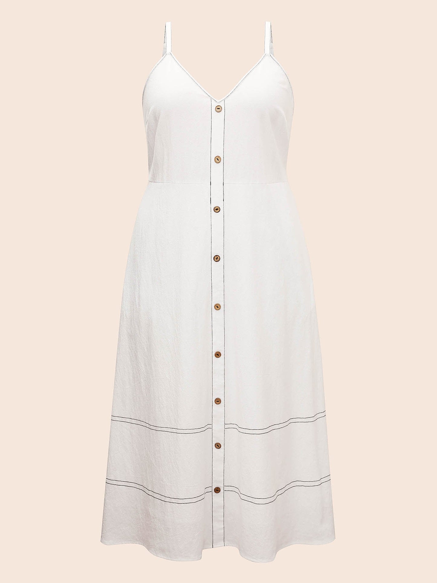 Hollow Front Button Detail Flare Maxi Dress
