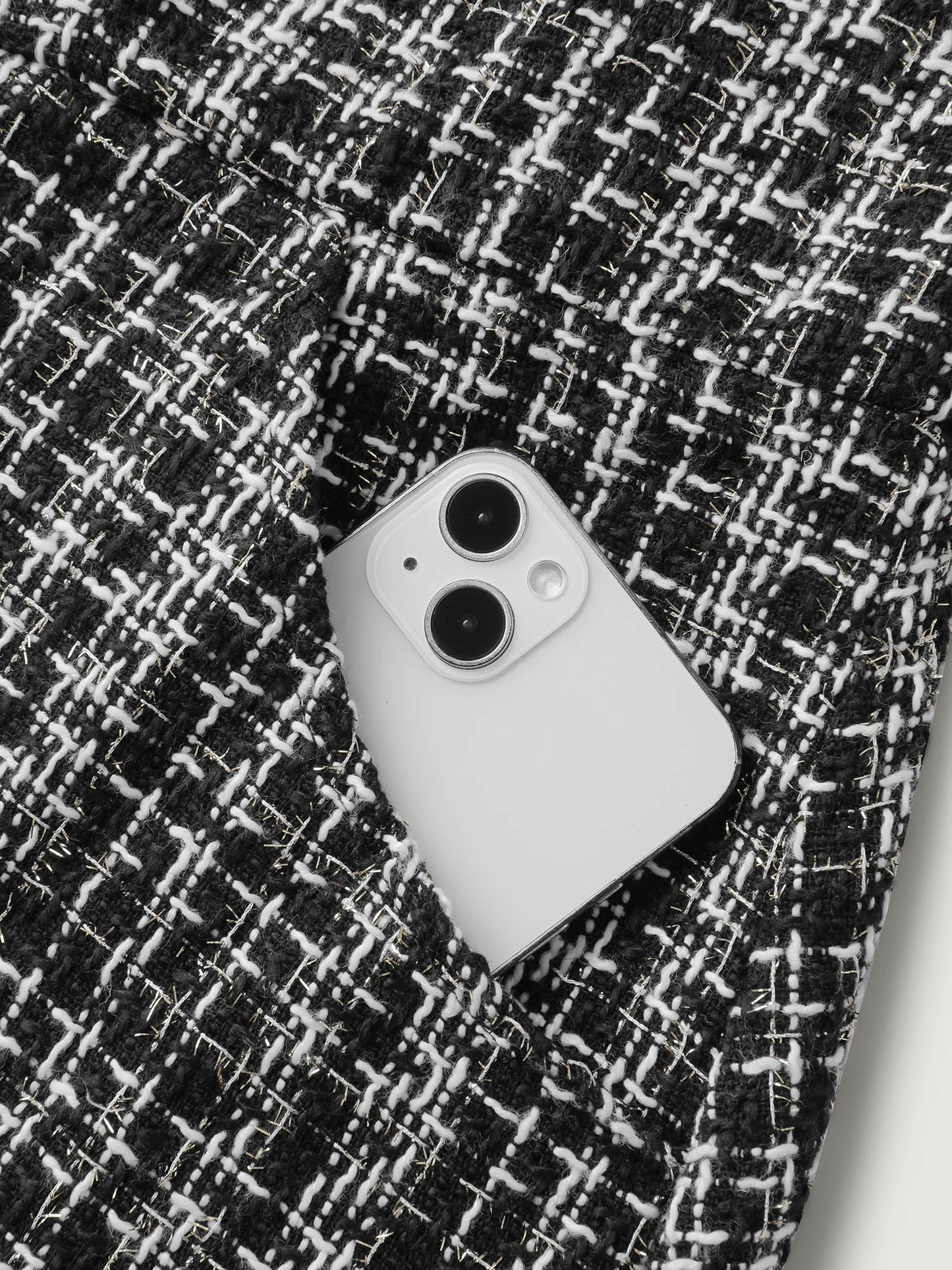 Tweed Woven Pattern Lined Button Midi Dress