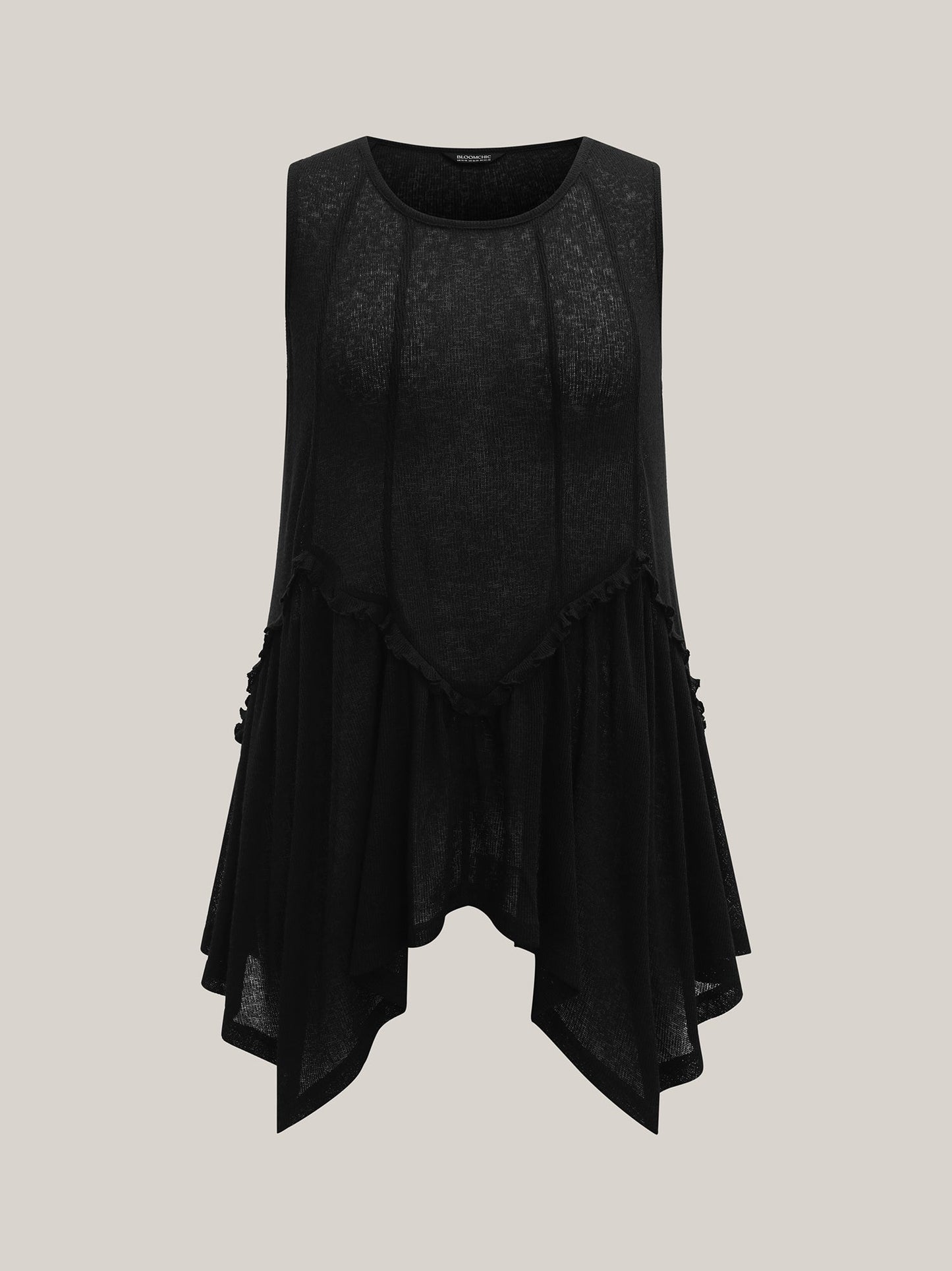 Heather Stretchy Sheer High Low Hem Top